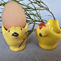 gul kylling gul høne rød kam keramik retro æggebægre